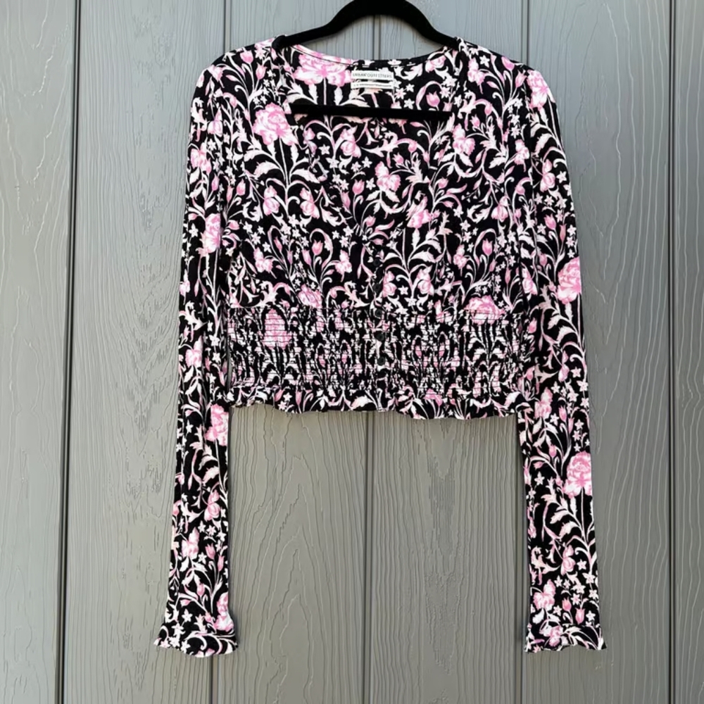 Floral Long Sleeve Crop Top